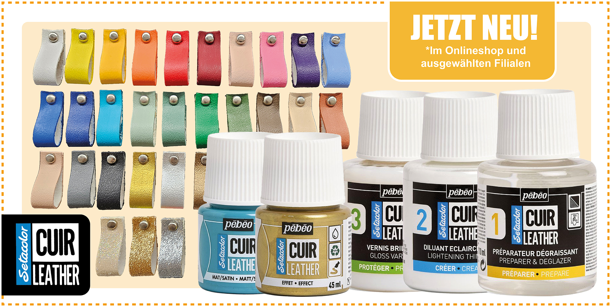 pebeo Cuir Lederfarben - jetzt im Onlineshop oder ausgewählten Filialen - Link füht zum Onlineshop