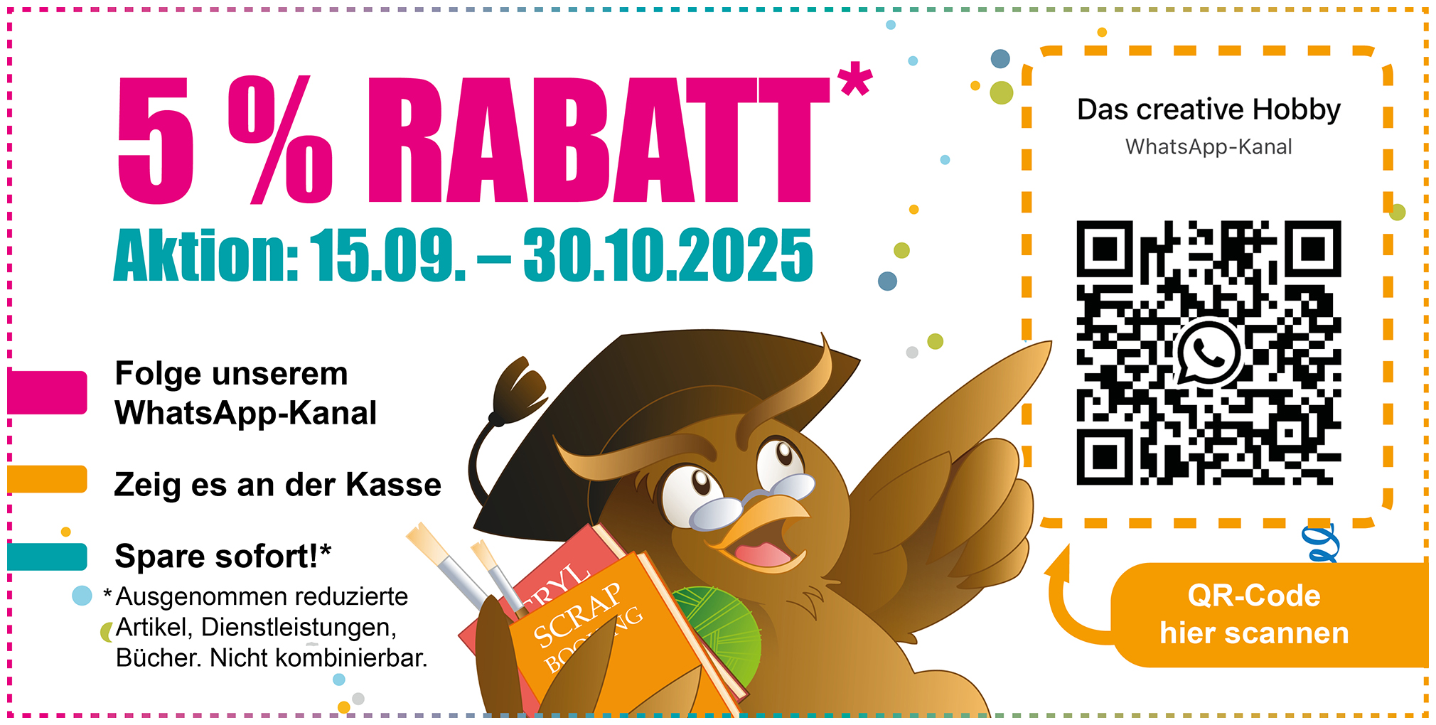 Banner für die Whatsapp Rabatt Aktion
